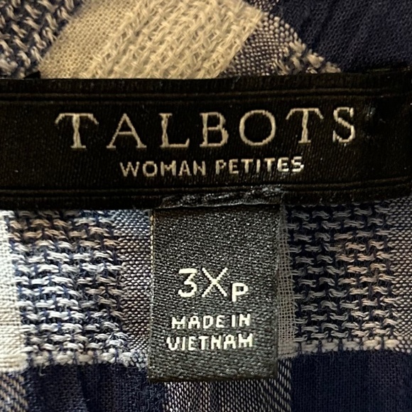 Women's TALBOTS Blue White Gingham Plaid Long Sleeve Shirt Tunic Button Top 3Xp - Picture 5 of 12